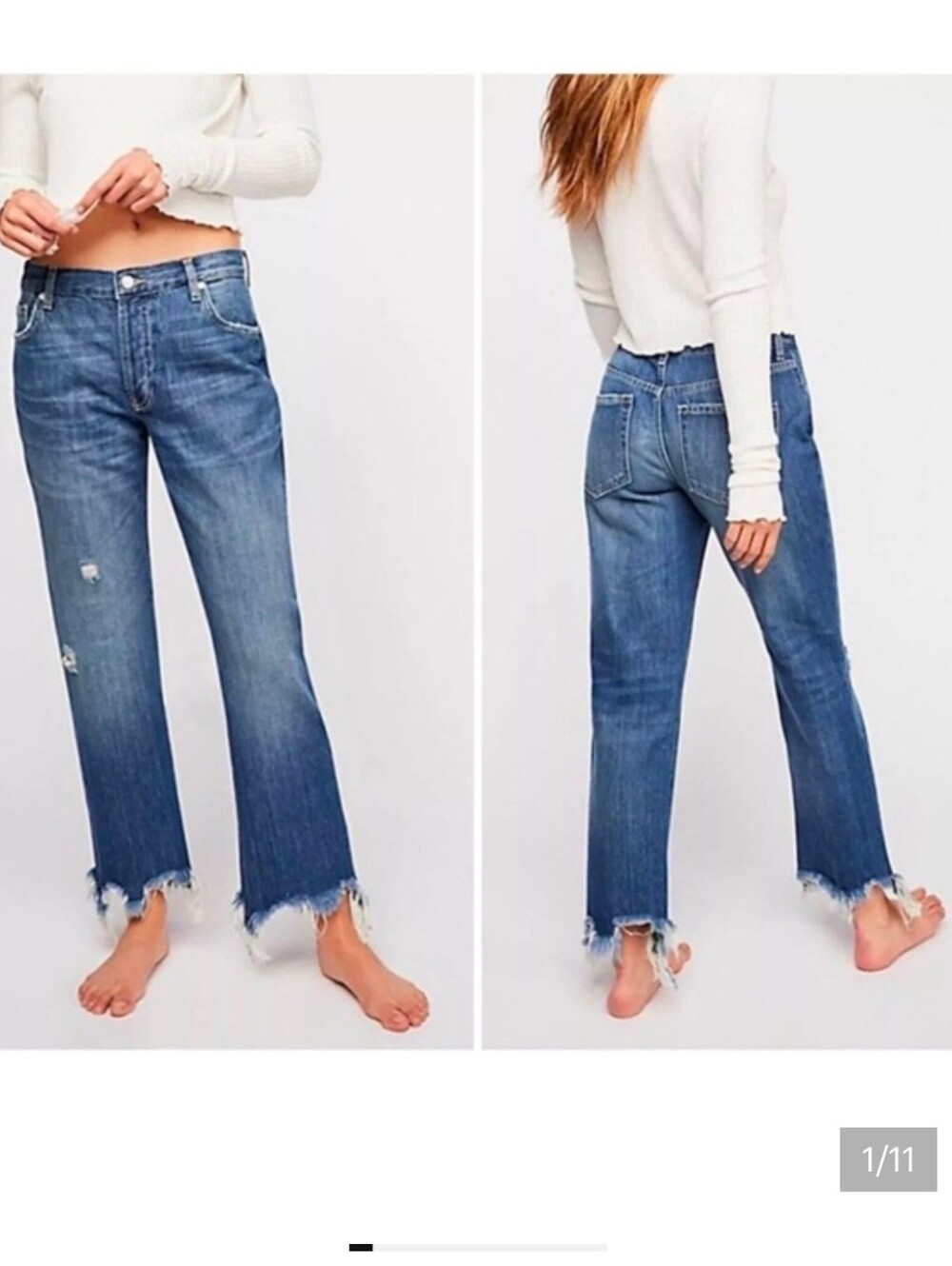 Free People We The Free Maggie Raw Hem Straight Leg Mid Rise Jeans size 31
